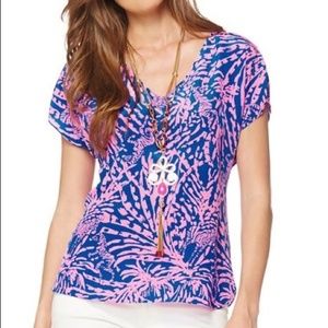 Lilly Pulitzer Asher 100% Silk Top Rollin in Grass